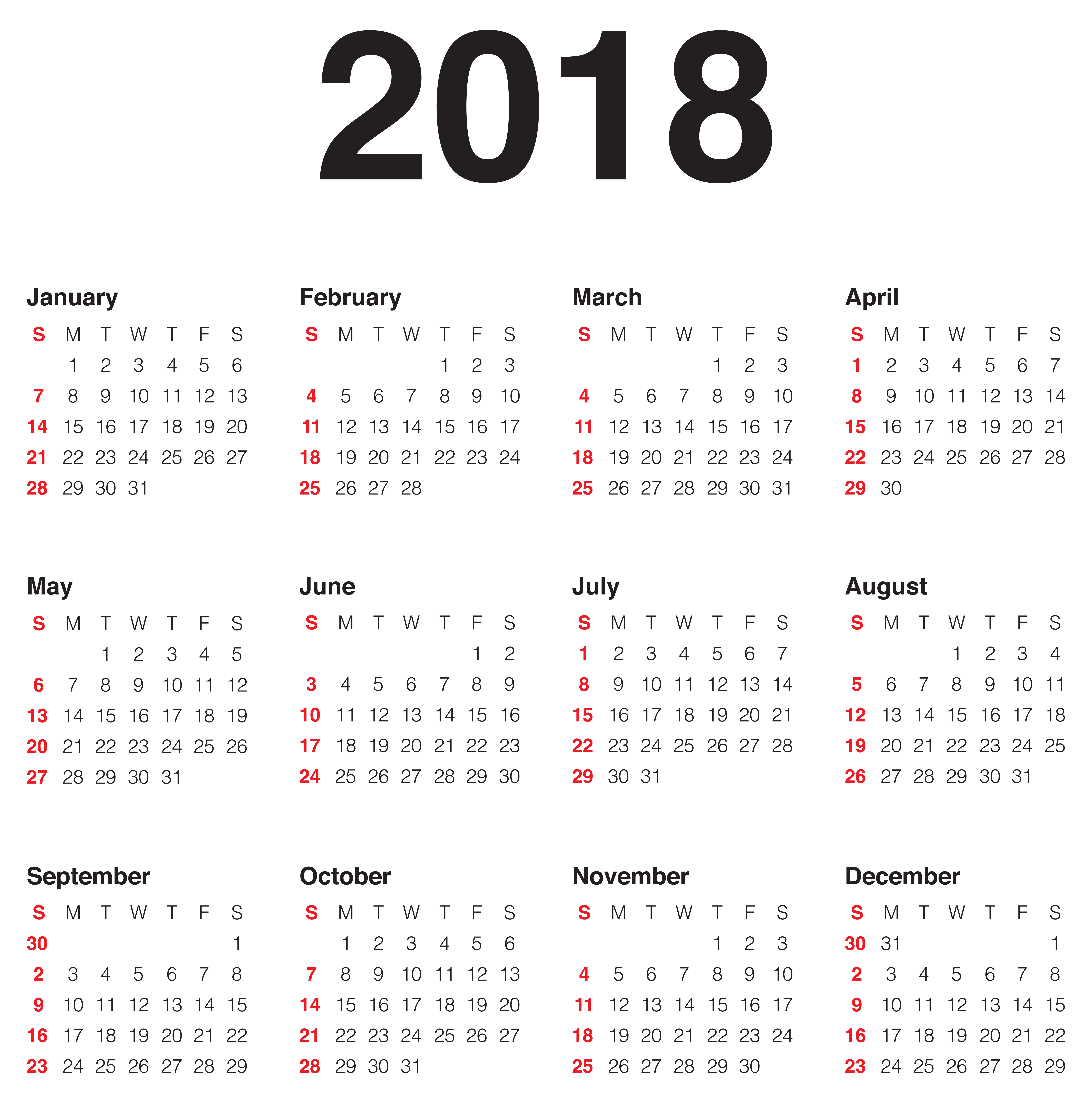 2018 Calendar PNG Transparent Images PNG All