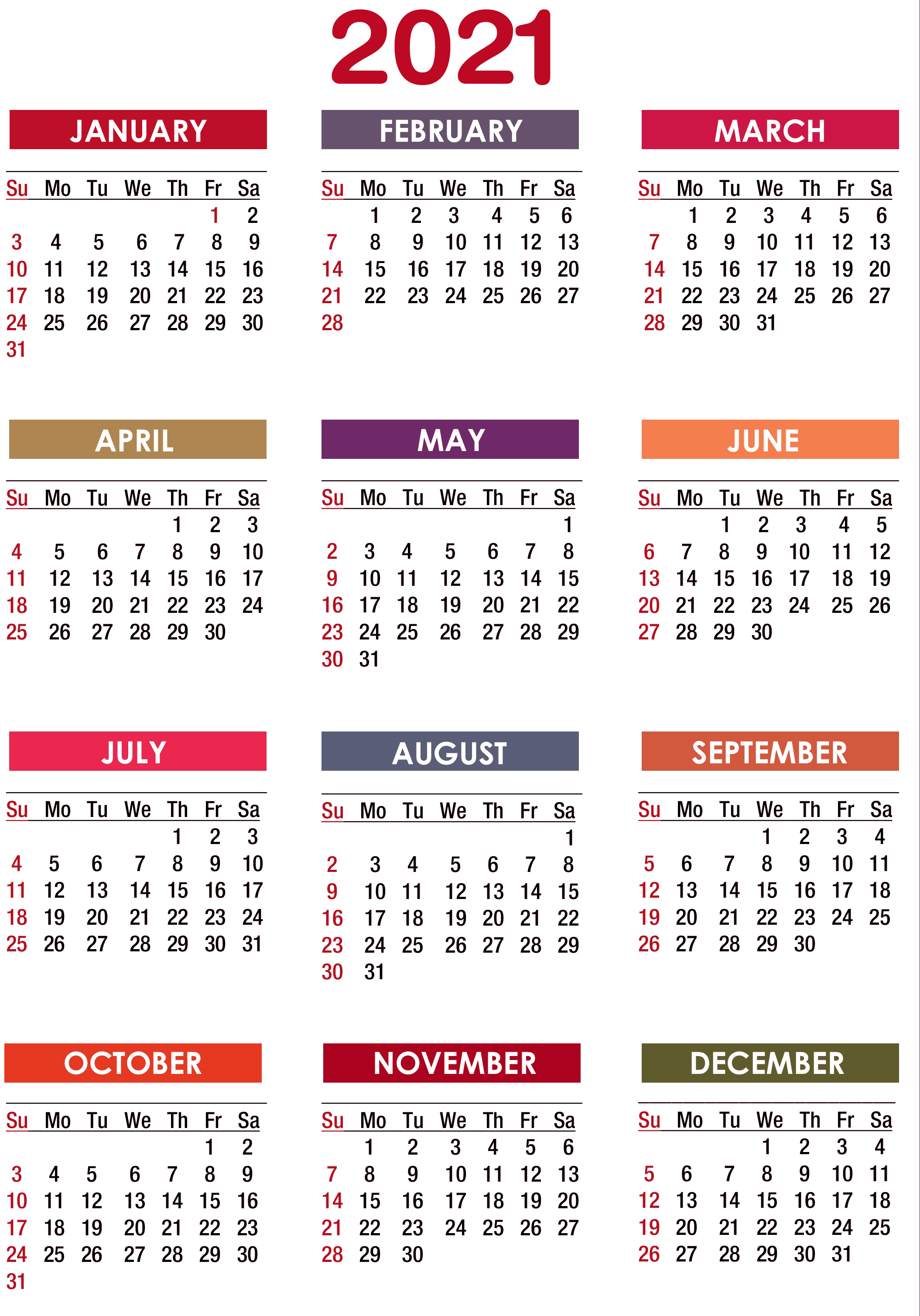 2021 Calendar PNG Transparent Images | PNG All