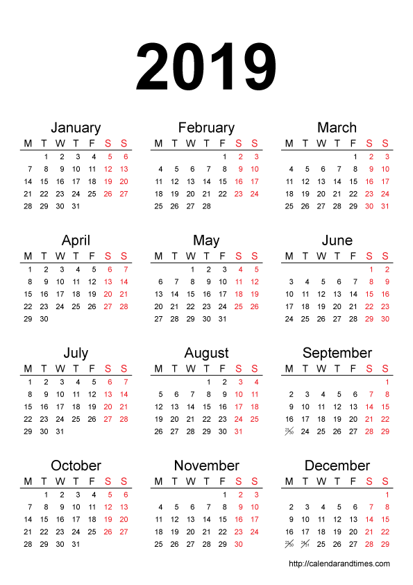 2019 Calendar Png Transparent Images Png All