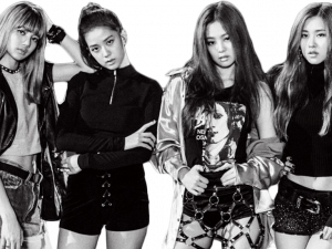 K-pop group, female singers, fashion icons, energetic performance, Blackpink PNG