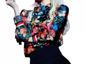 fashionable outfit, floral blouse, stylish pose, vibrant colors, Blackpink PNG