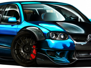 custom car, blue sports vehicle, modified automobile, racing design, Tuning Car PNG