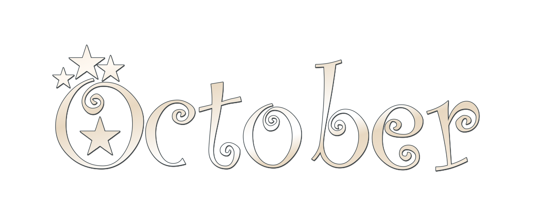 october word clipart black and white