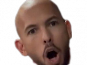 surprised expression, shocked reaction, bald man, animated face, Andrew Tate PNG