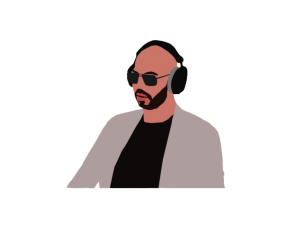 DJ, music producer, headphones, sunglasses, stylish attire, Andrew Tate PNG