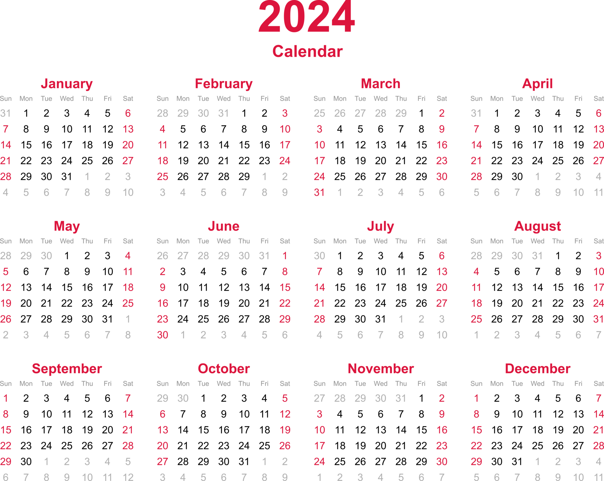 Calendar 2024 PNG Transparent Images - PNG All