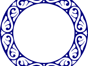 ornate circular design, decorative border, intricate pattern, blue motif, Circle PNG