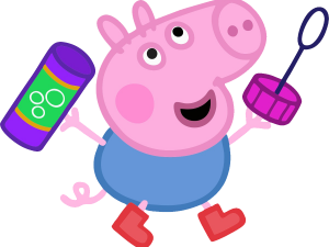 cartoon pig, children's character, playful animation, fun activities, Peppa Pig PNG