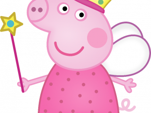 cartoon pig princess, magical character, children's animation, playful design, Peppa Pig PNG