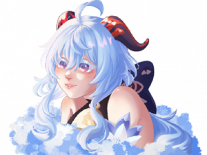 anime character, fantasy art, blue hair, digital illustration, Ganyu PNG