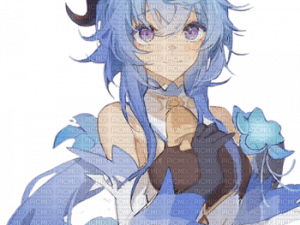 anime character, blue hair, fantasy art, digital illustration, Ganyu PNG