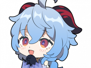 anime character, cute chibi, blue hair, joyful expression, Ganyu PNG