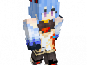 Minecraft character, pixel art avatar, gaming skin, blocky design, Ganyu PNG