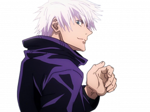 anime character, white hair, stylish hoodie, dynamic pose, Gojo PNG