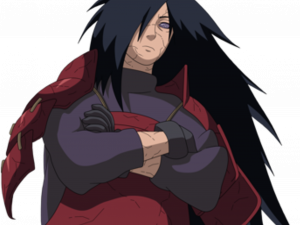 anime character, ninja warrior, dark hair, red armor, Madara PNG