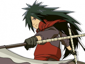 anime character, ninja warrior, swordsmanship, action scene, Madara PNG