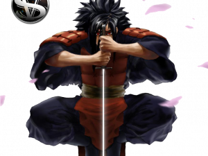 anime character, swordsmanship, martial arts, dynamic pose, Madara PNG