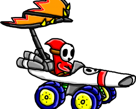 cartoon character, racing vehicle, colorful design, animated racing, Mario Kart PNG