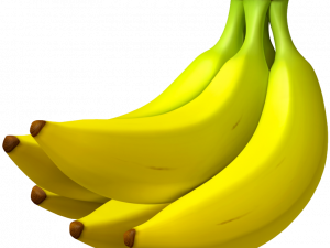 yellow bananas, tropical fruit, healthy snacks, potassium-rich food, Mario Kart PNG