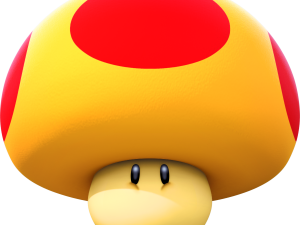 mushroom character, video game icon, power-up item, animated fungus, Mario Kart PNG