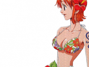 anime character, tropical attire, vibrant colors png, beach theme, Nami (One Piece) PNG