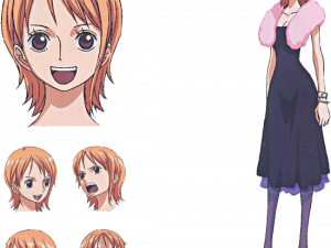 anime character, female protagonist png, expressive emotions, stylish outfit, Nami (One Piece) PNG