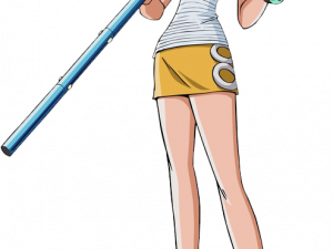 anime character png, stylish outfit, blue stick, cartoon illustration, Nami (One Piece) PNG