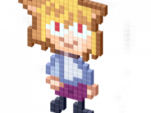 pixel art character, 3D voxel figure, retro game design, animated sprite, Neco Arc PNG