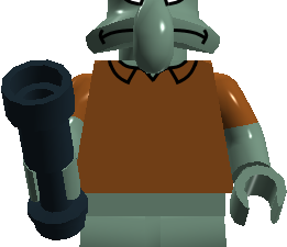 Lego character, Squid figure, Animated toy, Collectible model, Squidward PNG