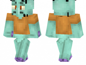 Minecraft character, pixel art, blocky design, animated creature, Squidward PNG