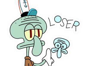 SpongeBob character, animated squid, humorous illustration, cartoon expression, Squidward PNG