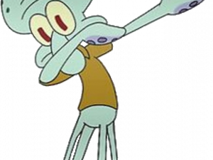 cartoon character, animated squid, humorous pose, popular meme, Squidward PNG