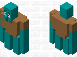 Minecraft character, blocky avatar, pixel art, gaming model, Squidward PNG