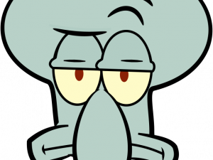 cartoon character, animated squid, humorous expression, popular series, Squidward PNG