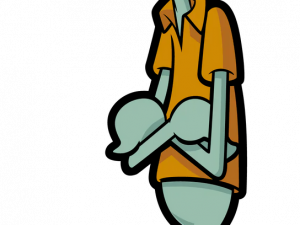 cartoon character, green figure, casual attire, animated design, Squidward PNG