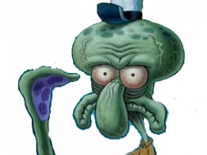 squid character, cartoon cephalopod, animated series, humorous expression, Squidward PNG