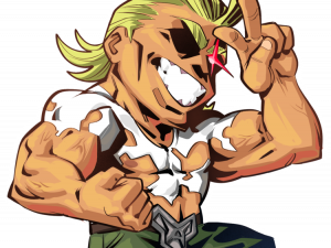 anime character, muscular hero, comic style illustration, vibrant colors, All Might PNG