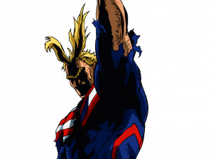 superhero illustration, anime character, dynamic pose, comic art, All Might PNG