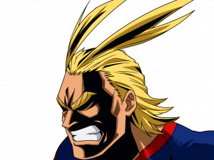 anime character, superhero, action pose, vibrant hair, All Might PNG