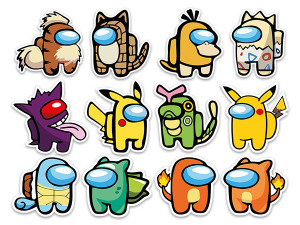 Among Us characters, cartoon stickers, colorful avatars, gaming illustrations, Among Us Character PNG