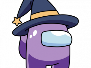 Among Us character, purple crewmate, wizard hat, gaming avatar, Among Us Character PNG