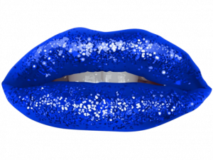 glittery blue lips, sparkling lip makeup, bold lip color, cosmetic artistry, Baddie Lips PNG