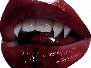 vampire lips, fang teeth, dark fantasy makeup, gothic beauty, Baddie Lips PNG