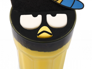 drink cup, cartoon character, playful design, colorful beverage, Badtz Maru PNG