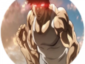 anime character, muscular figure, intense expression, dynamic pose