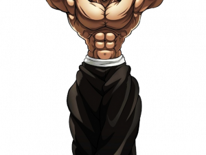 muscular character, anime hero, strength pose, dynamic illustration