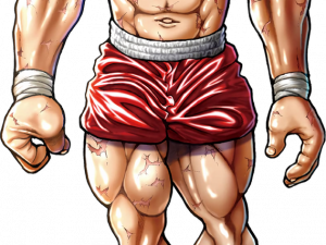 muscular character, athletic physique, cartoon fighter, stylized bodybuilder, Baki PNG