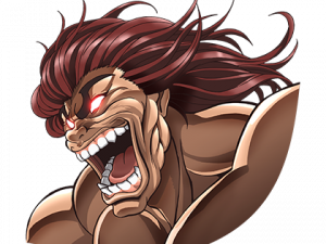 angry character, muscular figure, fierce expression, animated illustration, Baki PNG