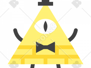 pyramid character, cartoon eye, whimsical design, animated figure, Bill Cipher PNG