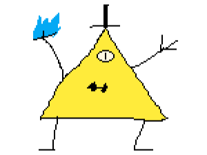 yellow triangle character, cartoon eye, whimsical design, playful illustration, Bill Cipher PNG